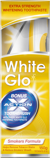 White Glo Zubní pasta Smokers 150 g + kartáček + mezizubní kartáček