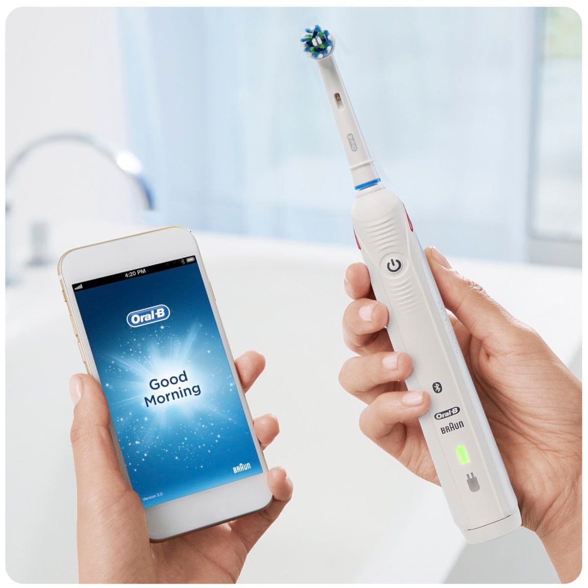 Pametna električna četkica za zube Oral-B Smart 5900 Cross Action duo handle mobilna aplikacija Bluetooth veza