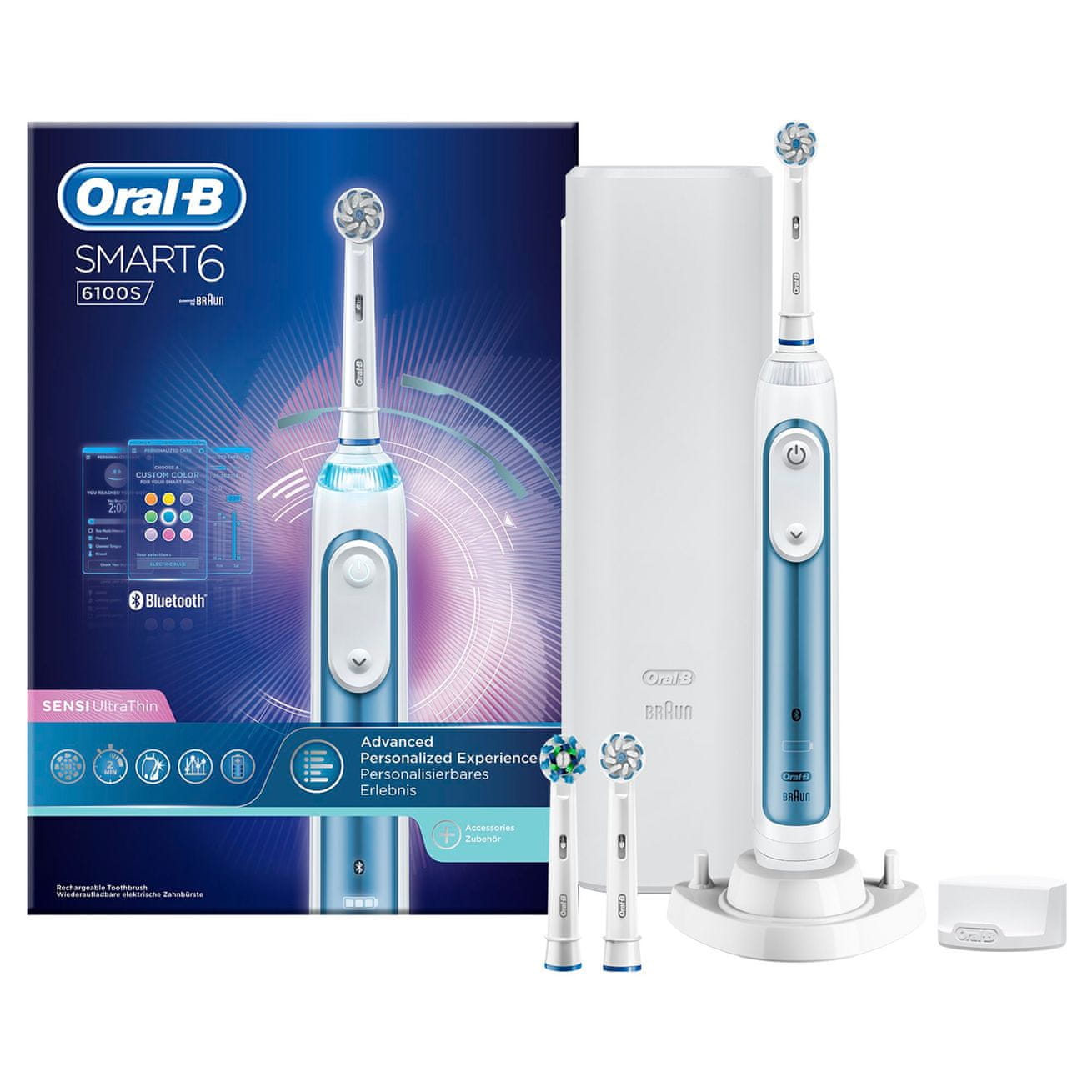 Elektrický zubní kartáček Oral-B Smart 6 6100S Sensi Ultrathin s náhradními hlavicemi