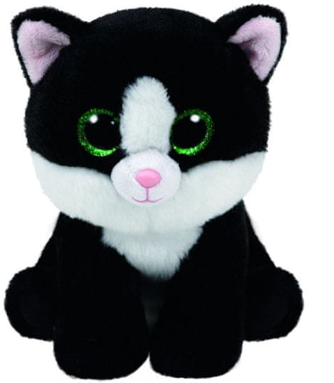 TY Beanie Babies 24 cm AVA, černo-bílá kočka