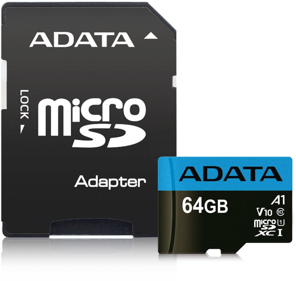 Levně Adata MicroSDXC 64GB UHS-I 85/20MB/s + ad (AUSDX64GUICL10A1-RA1)