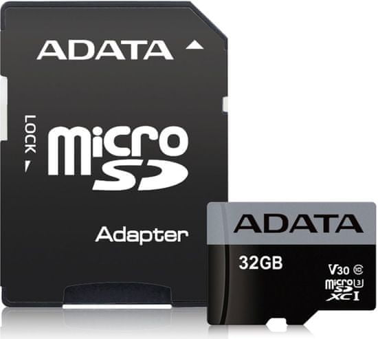Adata MicroSDHC 32GB UHS-I 95/30MB/s + ad (AUSDH32GUI3V30S-RA1)