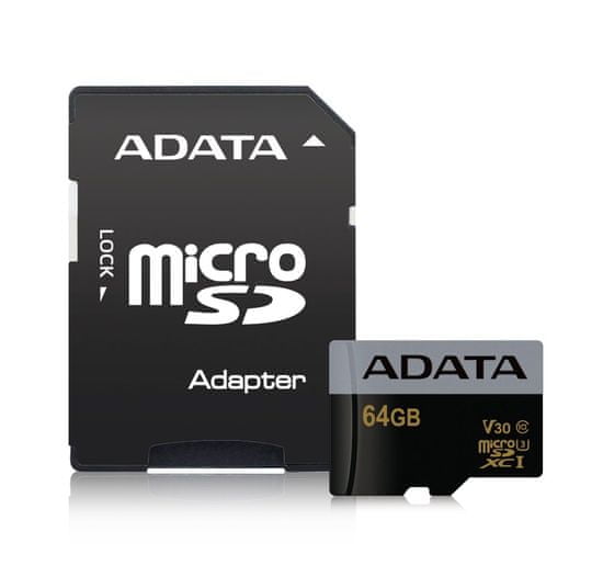 Adata Premier Pro microSDHC UHS-I U3 64GB + ad (AUSDX64GUI3V30G-RA1) - rozbaleno