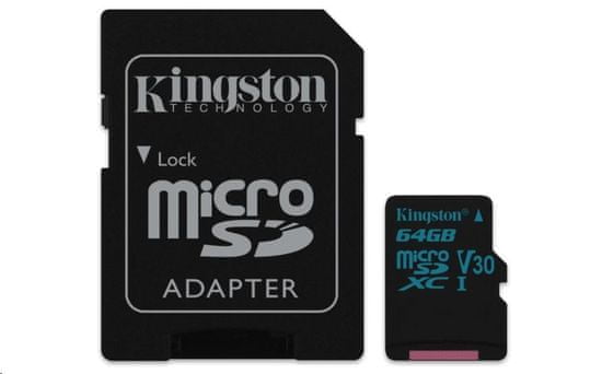 Kingston 64GB Canvas Go! micro SDXC UHS-I U3 + ad (SDCG2/64GB)