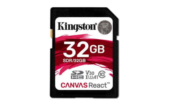 Kingston 32GB Canvas React SDXC UHS-I V30 (SDR/32GB) - použité