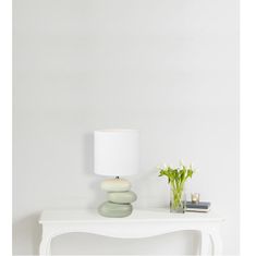 KONDELA Keramická stolní lampa, bílá / šedá, QENNY TYP 4