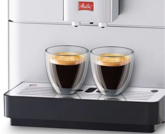 Automatický kávovar Melitta Passione Stříbrná 2 šálky najednou výškově nastavitelná tryska kompaktní rozměry