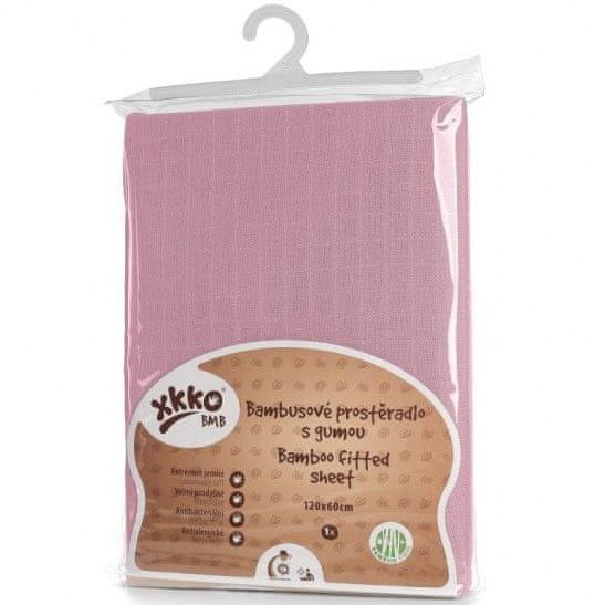 XKKO Bambusové prostěradlo s gumou 120x60, Baby Pink