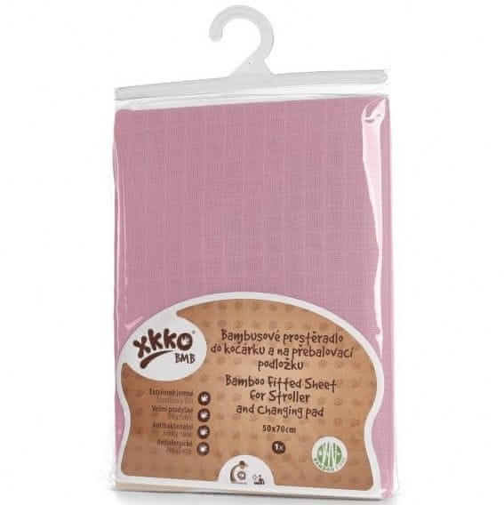 XKKO Bambusové prostěradlo s gumou 50x70, Baby Pink