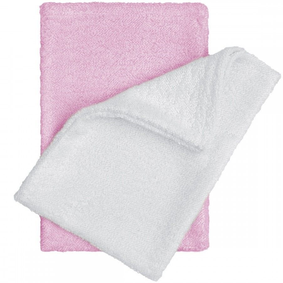 T-Tomi Bambusové koupací žínky rukavice 14 x 20 cm 2 ks white pink