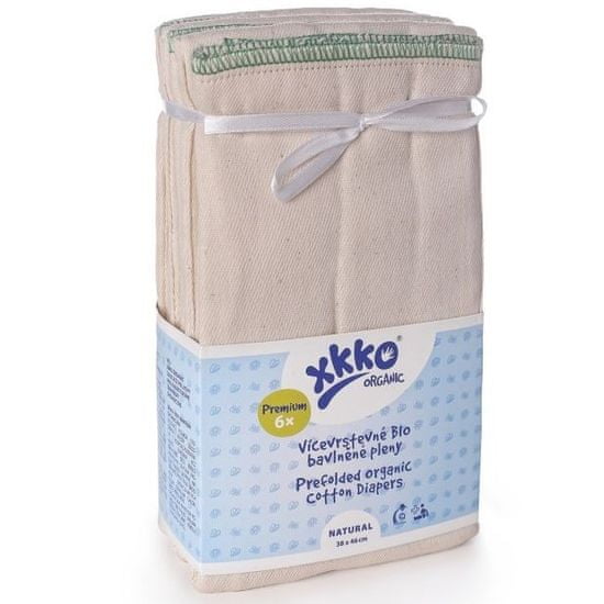 XKKO Vícevrstvé pleny Organic Natural, Premium (6ks)