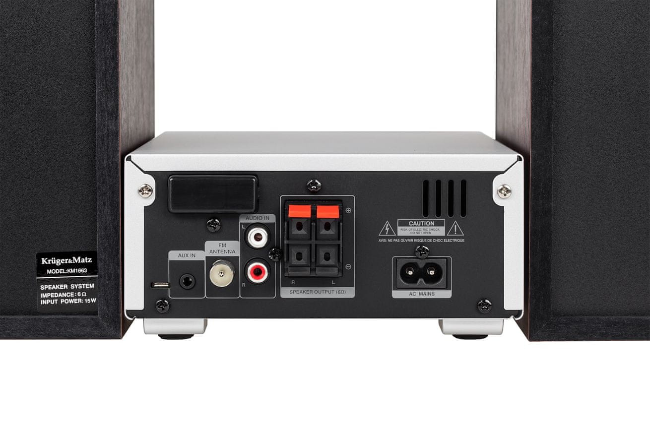 HIFI systém bluetooth Kruger&Matz KM1663.1 USB port AUX-IN 3,5mm jack většina audio formátů