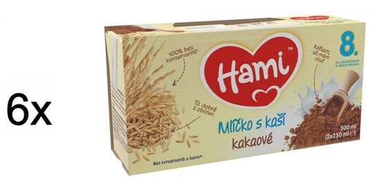 Hami Mlíčko s kaší kakaové - 6x (2x250 ml) expirace 11.6.2018