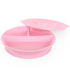 Twistshake Dělený talíř 6+m, Pastelově růžová 210 ml + 2 x 90 ml