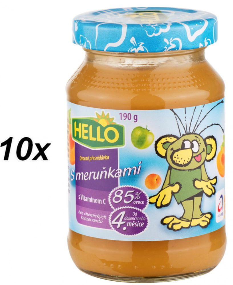 Levně Hello Ovocná přesnídávka s meruňkami a vitamínem C 10x190g