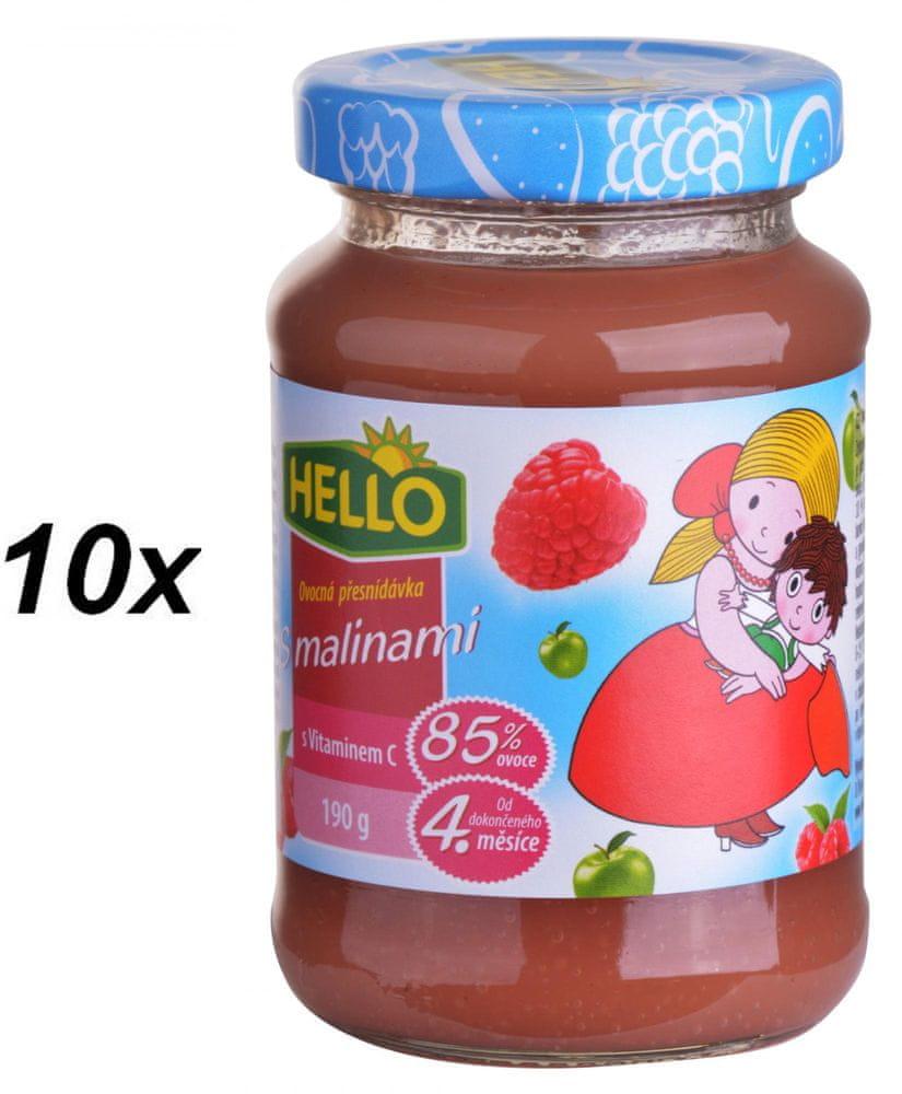 Levně Hello Ovocná přesnídávka s malinami a vitamínem C 10x190g