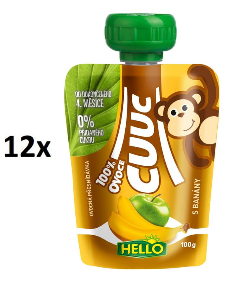Levně Hello Cuuc 100% ovocná kapsička s banány 12x100g