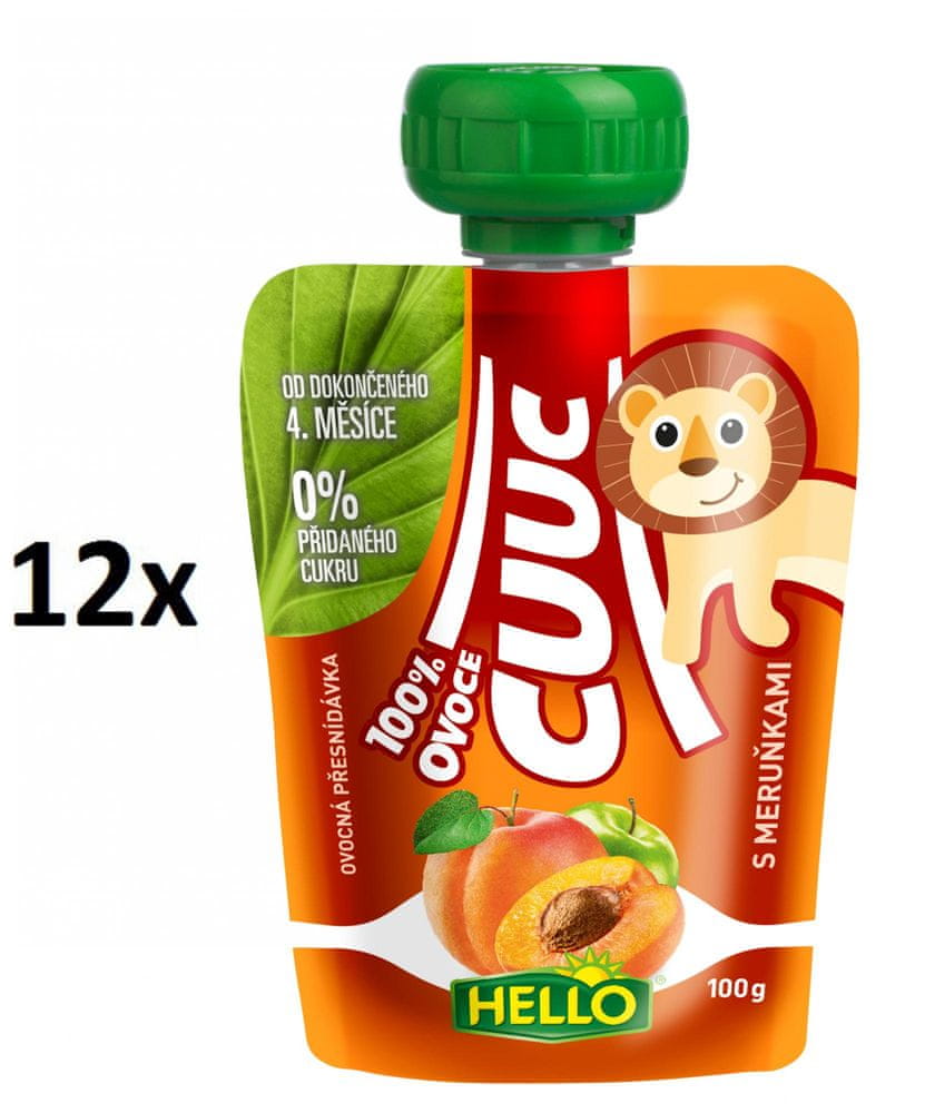 Levně Hello Cuuc 100% ovocná kapsička s meruňkami 12x100g