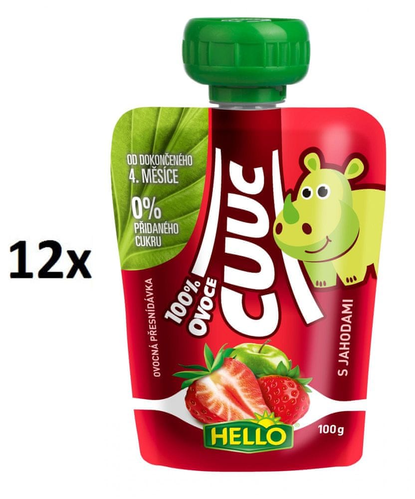 Levně Hello Cuuc 100% ovocná kapsička s jahodami 12x100g