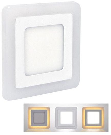 Solight LED podsvícený panel, podhledový, 6W+3W, čtvercový