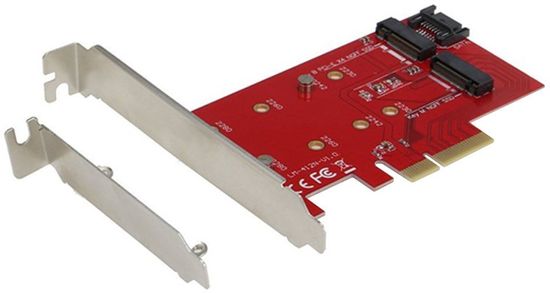 I-TEC PCI-E 2x M.2 Card (PCI-E/SATA) + LP PCE2M2