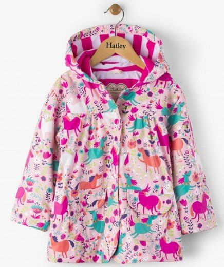 Hatley Dívčí nepromokavý kabát s koníky - barevný