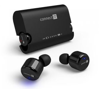 Sluchátka Connect IT True Wireless powerbanka až 30 hodin baterie 4 velikosti špuntů