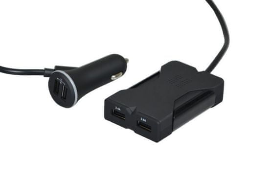 Port Designs CONNECT USB rodinná nabíječka do auta 12-24V, 2+2USB(2,4+2x2,4A), černá 900084