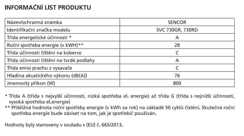 SENCOR bezsáčkový vysavač SVC 730 GR-EUE2 - použité