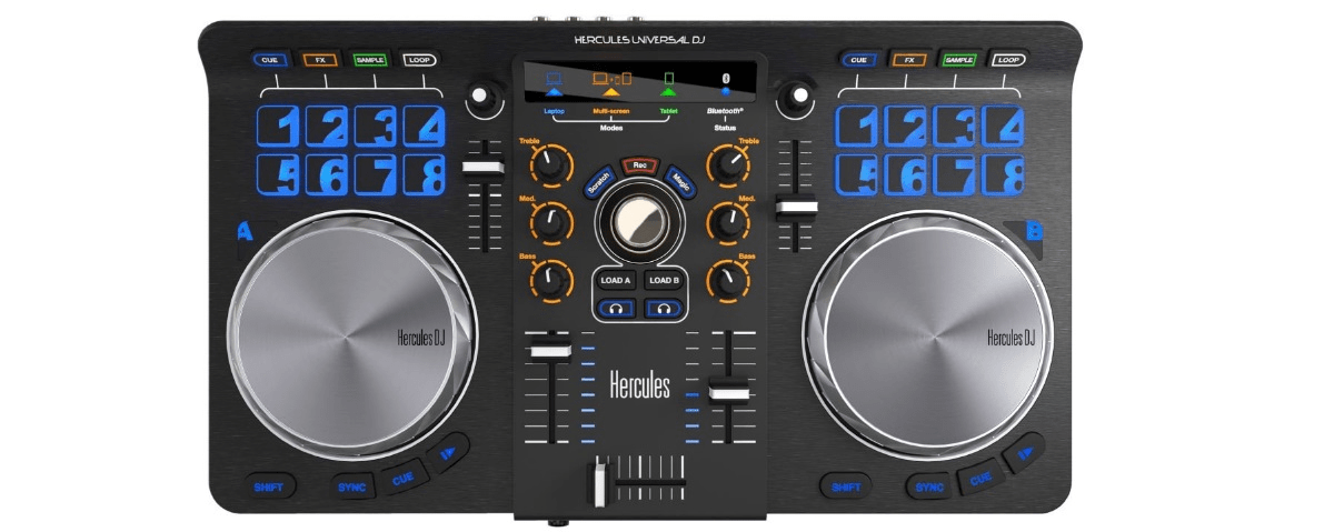 reproduktor mixážní pult sluchátka dj Hercules Universal DJ + XPS 2.0 80 DJ Set + DJ M40.1 skladný mixážní pult