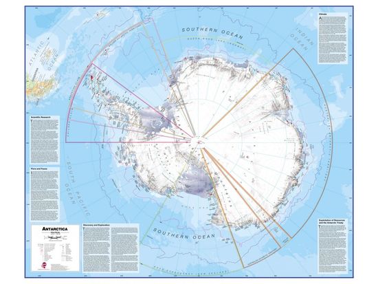Antarktida politická nástěnná mapa 100x120 cm