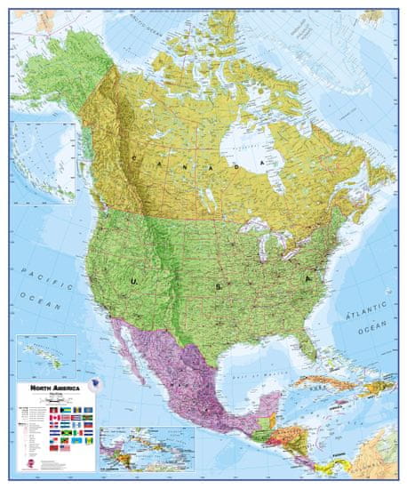 Severní Amerika politická nástěnná mapa 120x100 cm