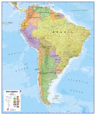 Jižní Amerika politická nástěnná mapa 100x120 cm - lamino