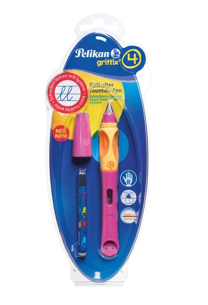 Pelikan Bombičkové pero pro praváky Griffix 4 růžové