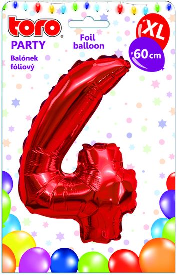 Toro Balónek XL Číslice 4 červená 60 cm