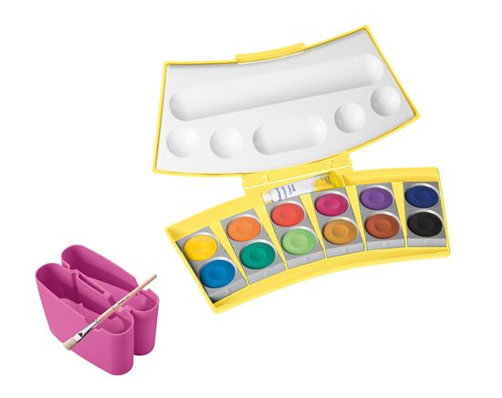 Pelikan Vodové barvy ProColor 12 barev, v žlutorůžové krabičce