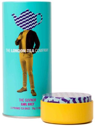 London Tea Company Fairtrade černý čaj pyramidový Earl Grey v plechové dóze 15ks