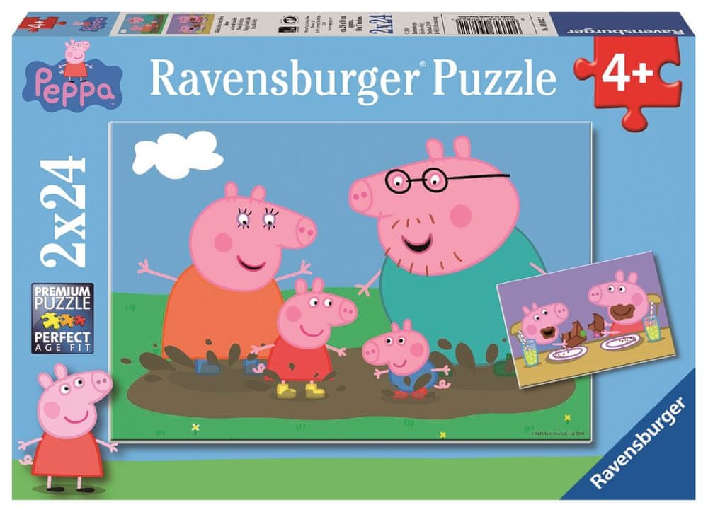 Levně Ravensburger Peppa Pig blátivé kaluže a dorty 2x24 dílků