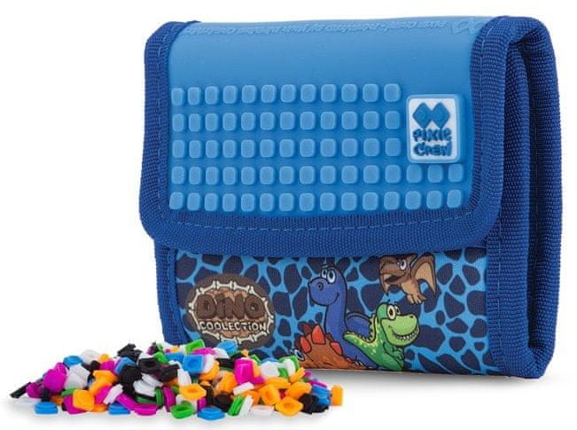 Levně Pixie Crew Dino pixelová peněženka modrá