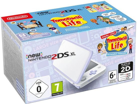 Nintendo New 2DS XL, bílá/fialová + Tomodachi Life (NI3H97260)