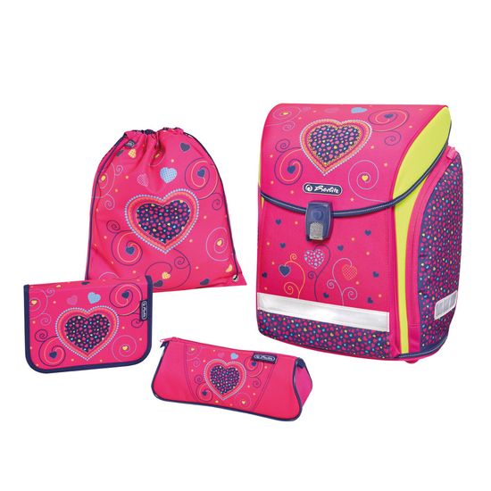Herlitz Školní batoh Midi srdce růžové - vybavený