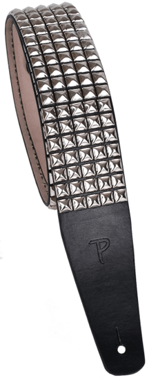 Perris Leathers 7113 Studded Leather Silver Kytarový popruh