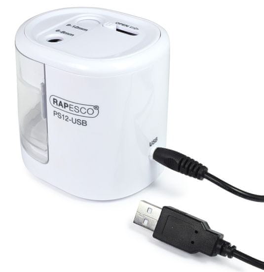 Rapesco Stolní ořezávátko PS12-USB, bílá