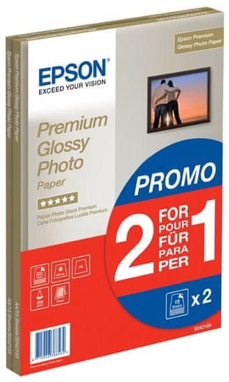 Epson Foto papír Premium Glossy, A4, 2x15 listů, 255g/m2, lesklý (C13S042169)