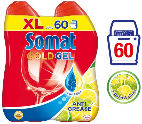 Somat Gold gel Anti-Grease Lemon 2 x 600 ml (60 mytí)