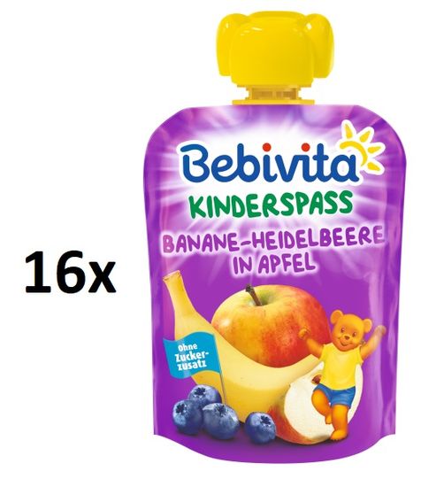 Bebivita Ovocná kapsička - Jablko, banán, borůvky - 16×90g