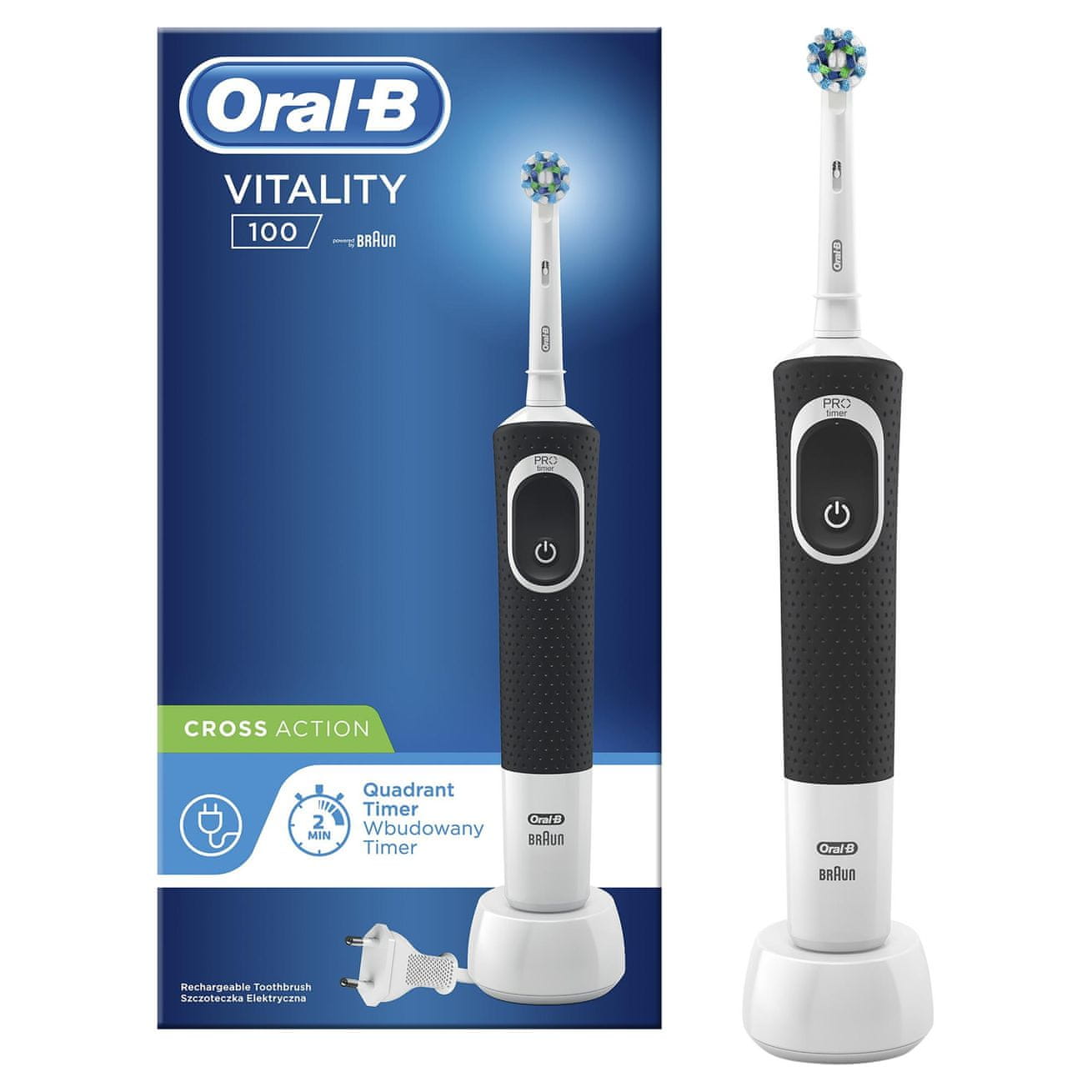 Oral-B Vitality 100 CrossAction black nabíjecí stojan