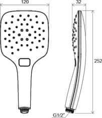 Ravak 958.20 Ruční sprcha, 3 funkce, 120 mm, černá