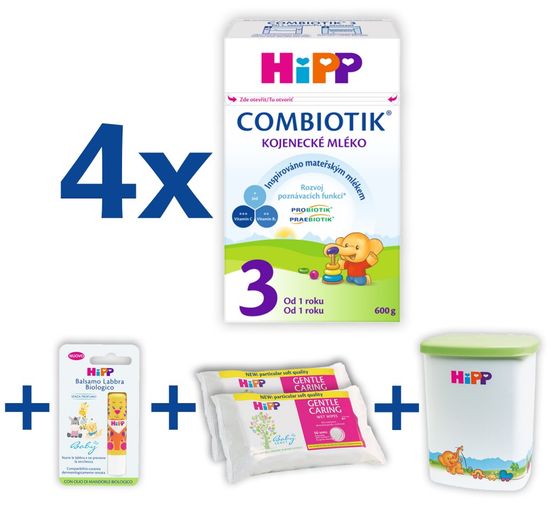 HiPP 3 Junior Combiotik 4x600g + MILKBOX+BALZÁM+DUOWIPES