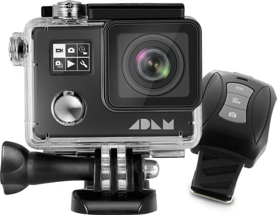 MAX ADAM A1 4K Black akční kamera se dvěma displeji + dálkové ovládání